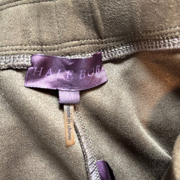 Hale Bob Leggings Olive Green Faux Suede M Winter Cozy Luxe - Picture 6 of 6